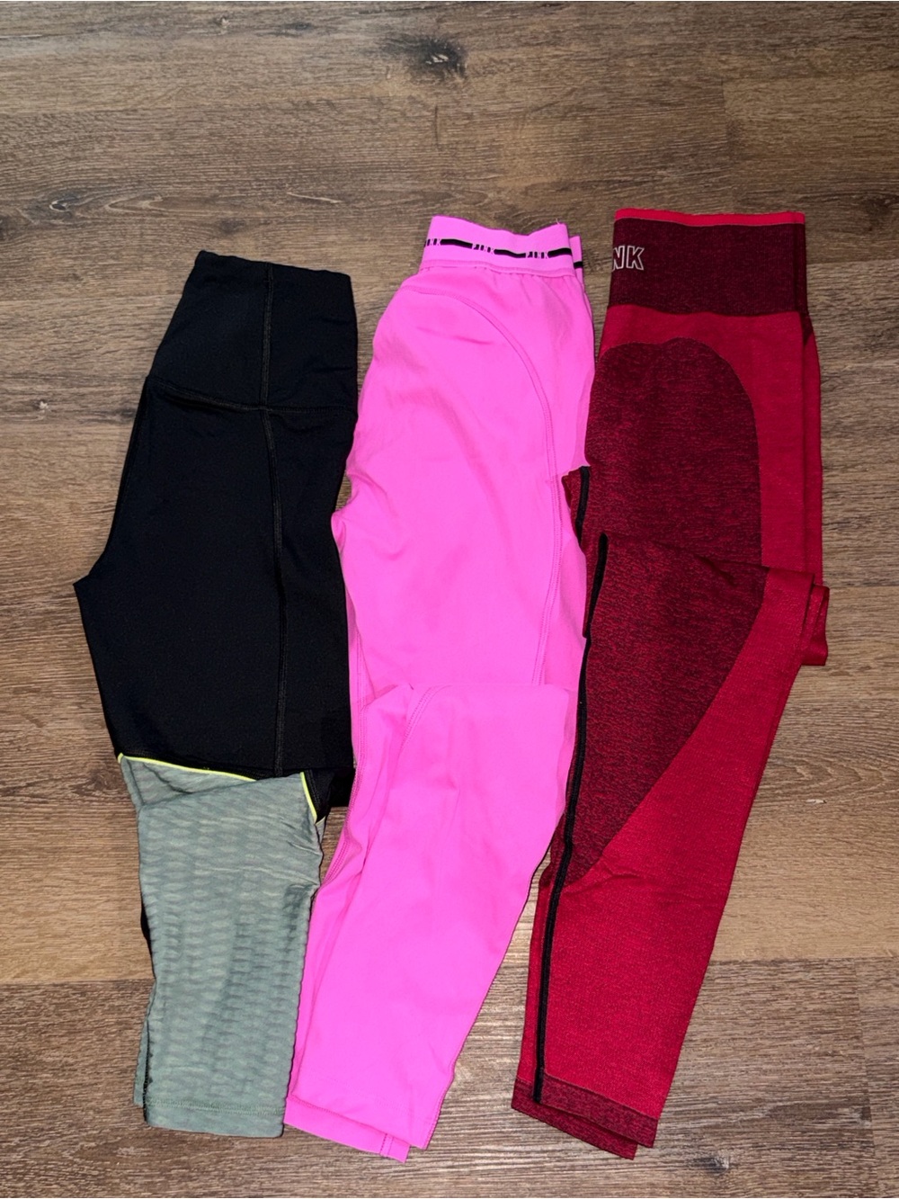 Victoria's Secret  Leggings Trio - Black, Hot Pink & Burgundy